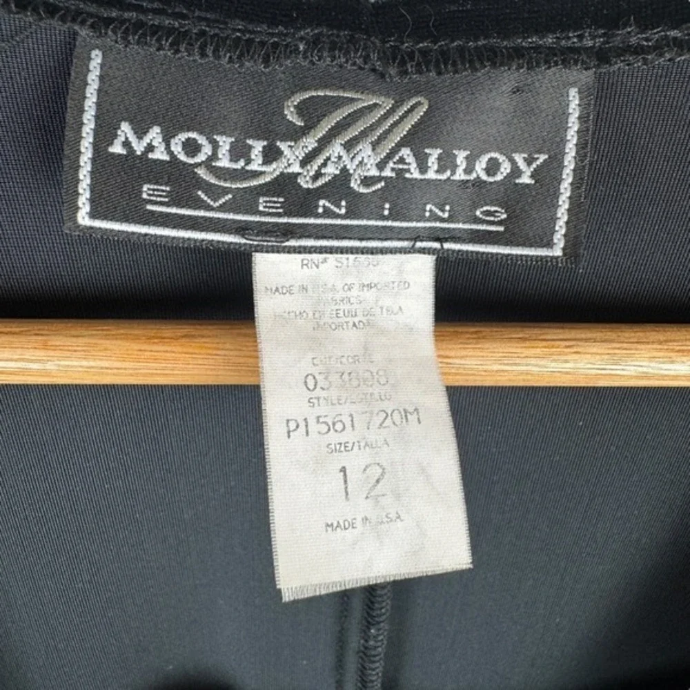 Molly Malloy Black Velvet Dress Womens Size 12 Rhinestone Vintage 90s‎ USA Made